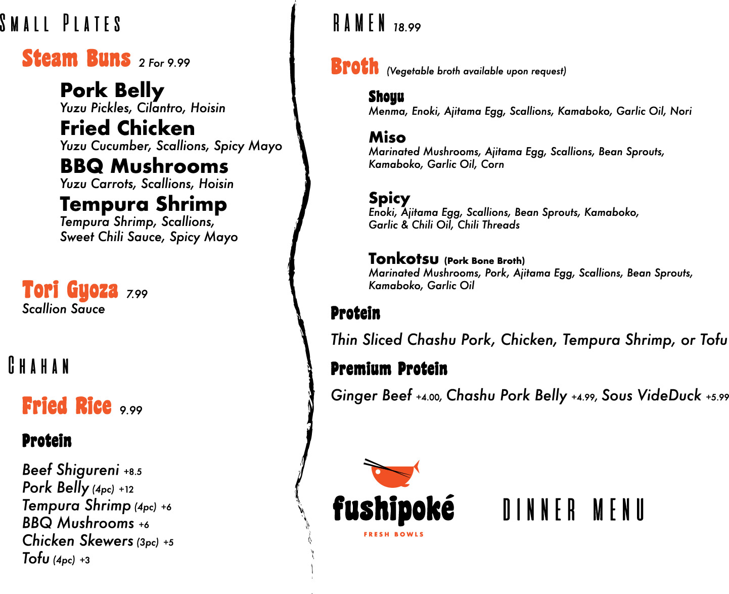 FushiPoke Dinner Menu 2025